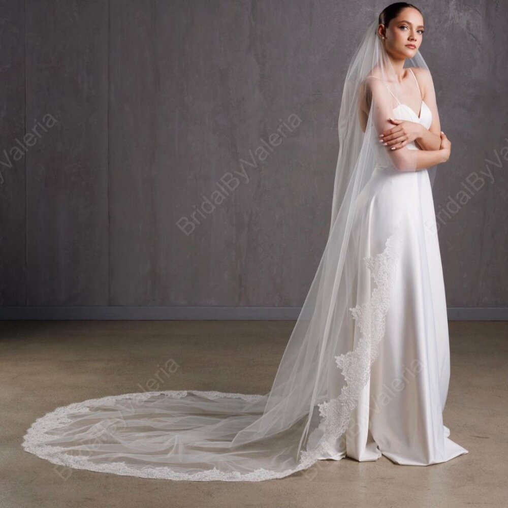 Cathedral Lace Wedding Veil - Picture 2 of 7